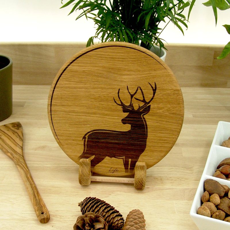 Stag & Moon Chopping Board – Solid Oak Woodland Chopping Board