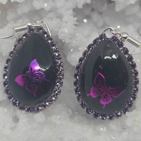 Butterfly Black Cabachon Earrings