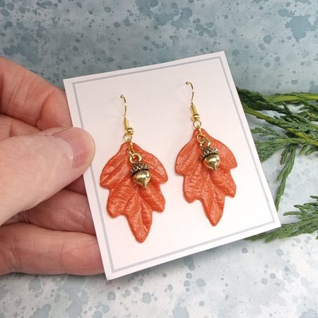 Acorn Oak leaf earrings autumn jewellery