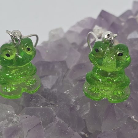 Green Frog Earrings