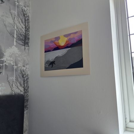 Original Paper Collage Seascape - Sunset Turtle