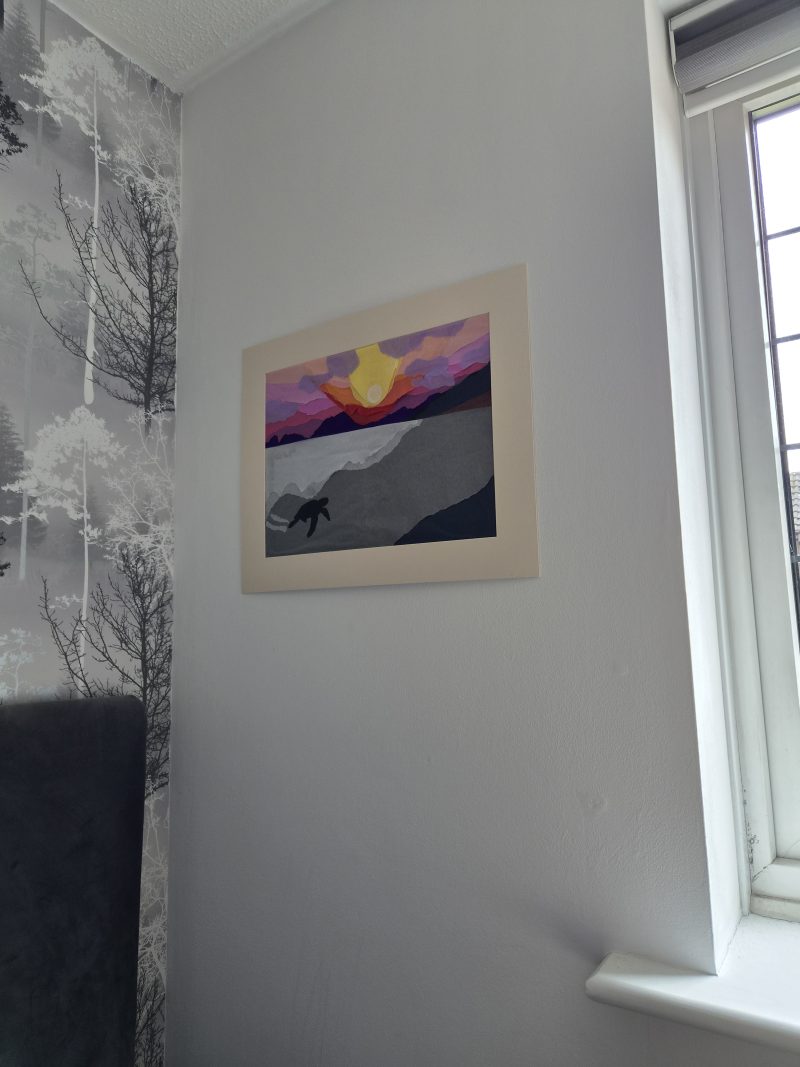 Original Paper Collage Seascape - Sunset Turtle
