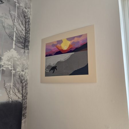 Original Paper Collage Seascape - Sunset Turtle