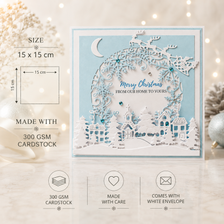 Handmade Personalised Christmas Card Winter Village
