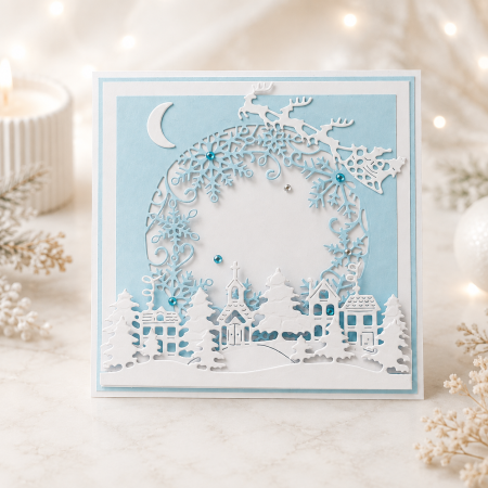 Handmade Personalised Christmas Card Winter Village