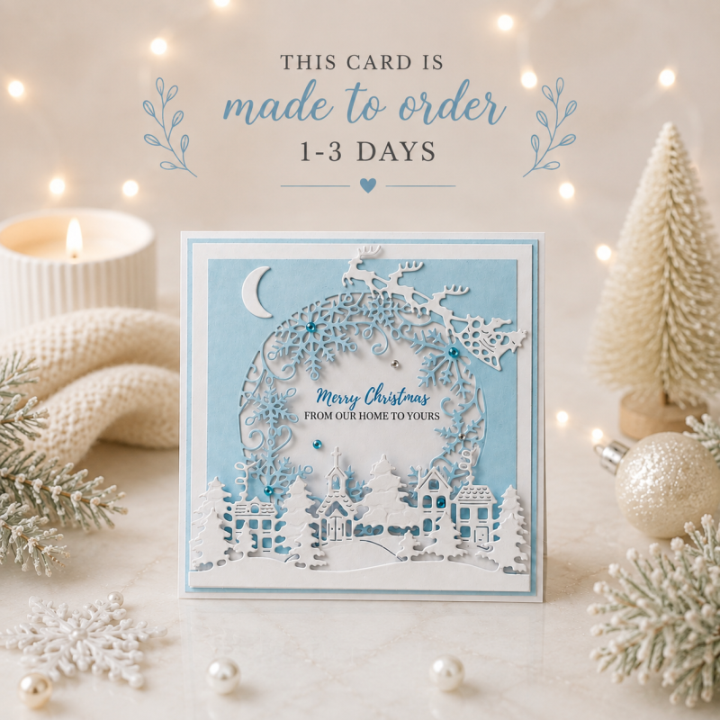 Handmade Personalised Christmas Card Winter Village