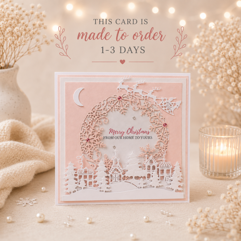 Handmade Personalised Christmas Card Winter Village