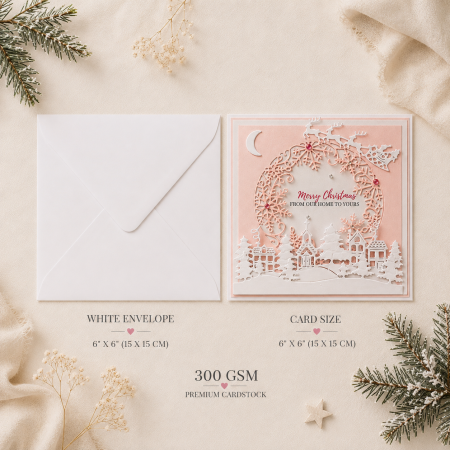 Handmade Personalised Christmas Card Winter Village