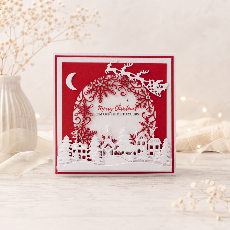 Handmade Personalised Christmas Card Winter Village