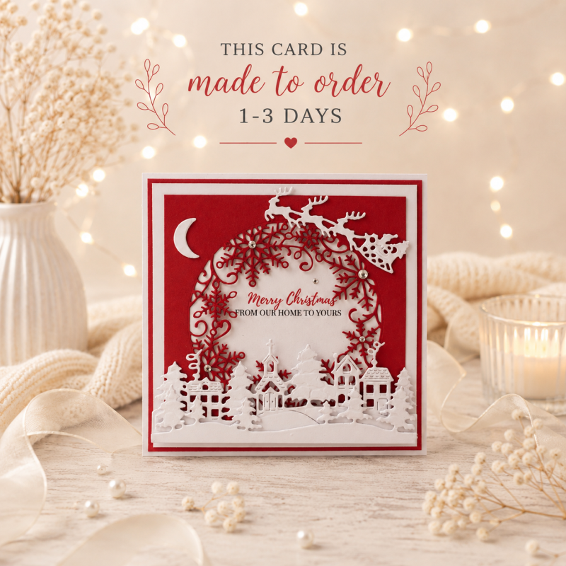 Handmade Personalised Christmas Card Winter Village