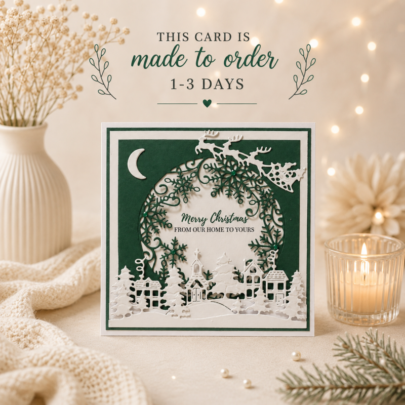 Handmade Personalised Christmas Card Winter Village