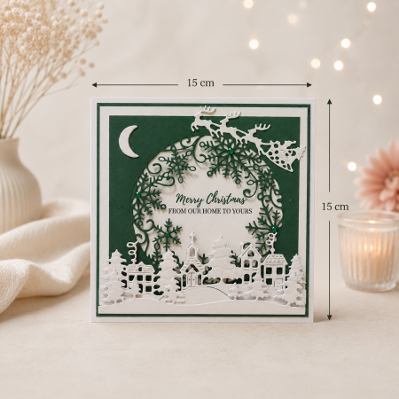Handmade Personalised Christmas Card Winter Village