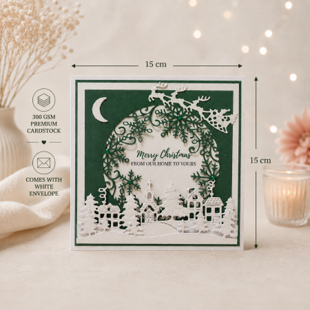 Handmade Personalised Christmas Card Winter Village