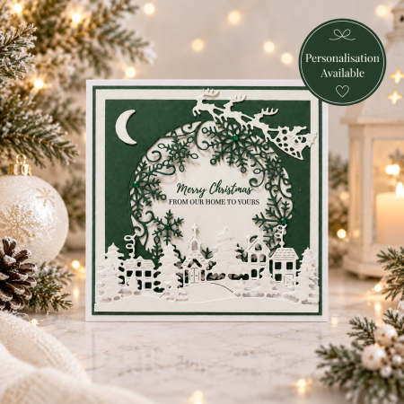 Handmade Personalised Christmas Card Winter Village