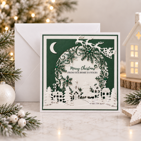 Handmade Personalised Christmas Card Winter Village