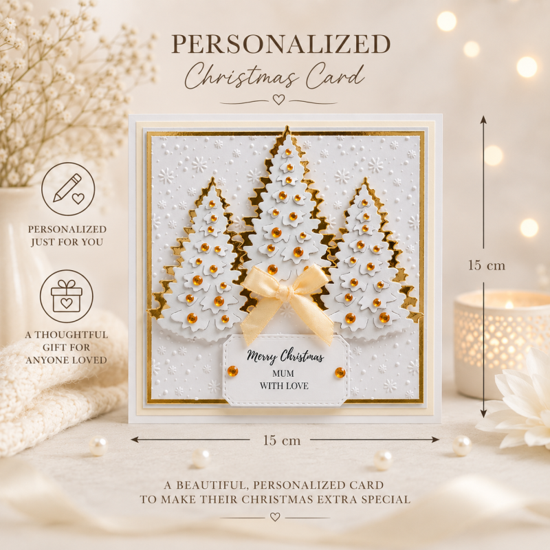 Handmade Personalised Christmas Card Sparkling Tree