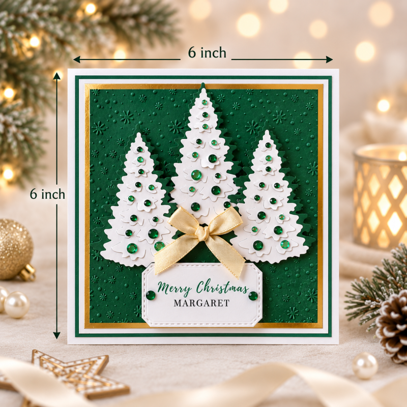 Handmade Personalised Christmas Card Sparkling Tree