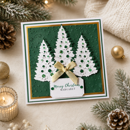 Handmade Personalised Christmas Card Sparkling Tree