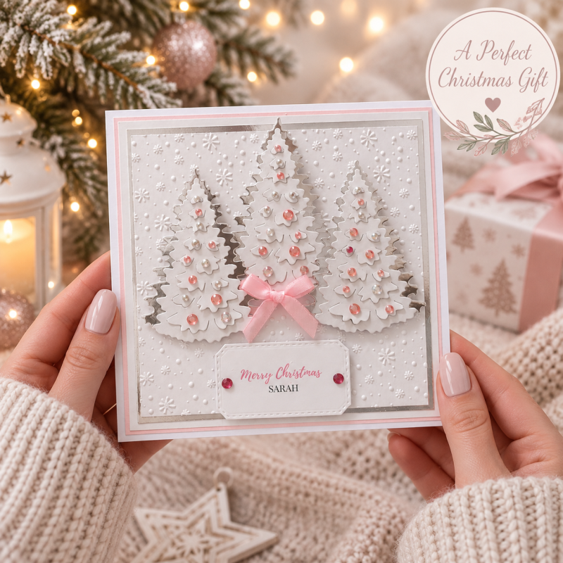 Handmade Personalised Christmas Card Sparkling Tree