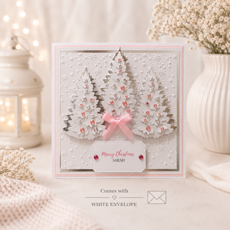 Handmade Personalised Christmas Card Sparkling Tree