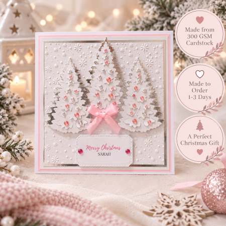 Handmade Personalised Christmas Card Sparkling Tree