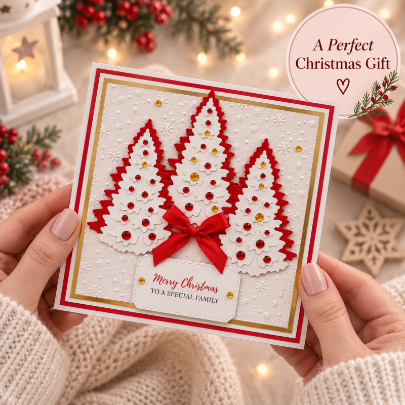 Handmade Personalised Christmas Card Sparkling Tree