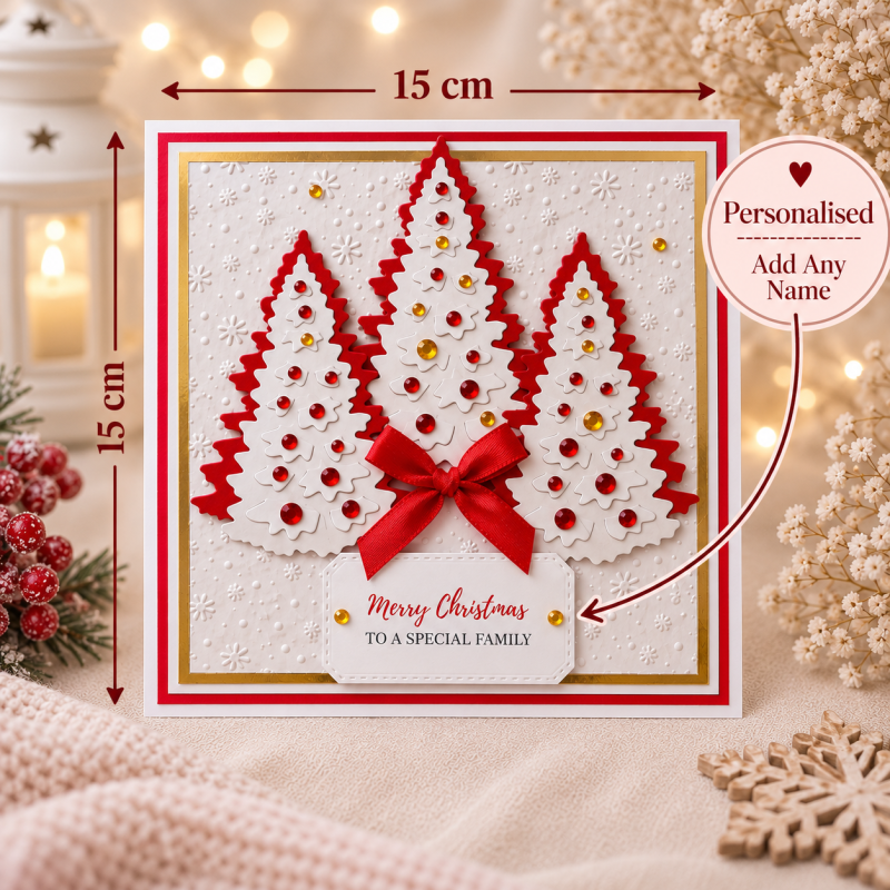 Handmade Personalised Christmas Card Sparkling Tree