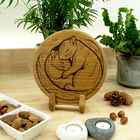 Snuggling Squirrels Chopping Board, Autumn British Solid Oak