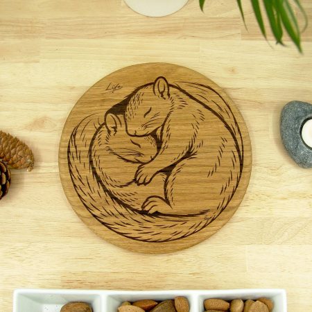 Snuggling Squirrels Chopping Board, Autumn British Solid Oak