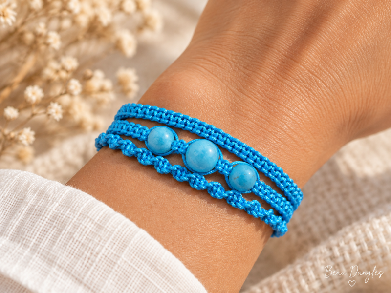 Amazonite Adjustable Macramé Bracelet – Calm • Balance • Communication