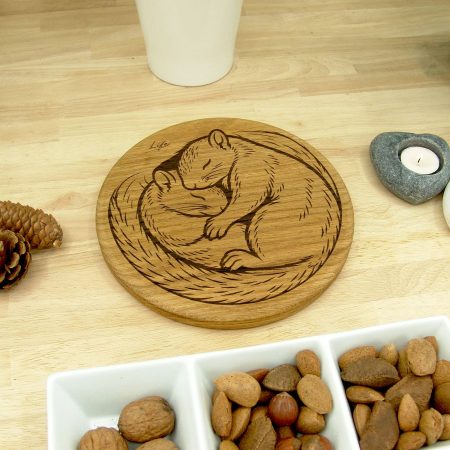 Snuggling Squirrels Chopping Board, Autumn British Solid Oak