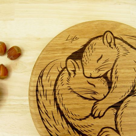 Snuggling Squirrels Chopping Board, Autumn British Solid Oak