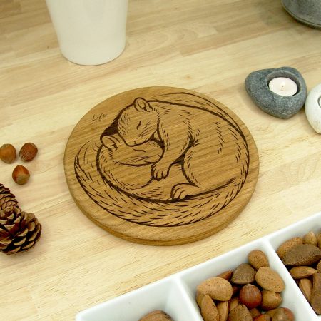 Snuggling Squirrels Chopping Board, Autumn British Solid Oak