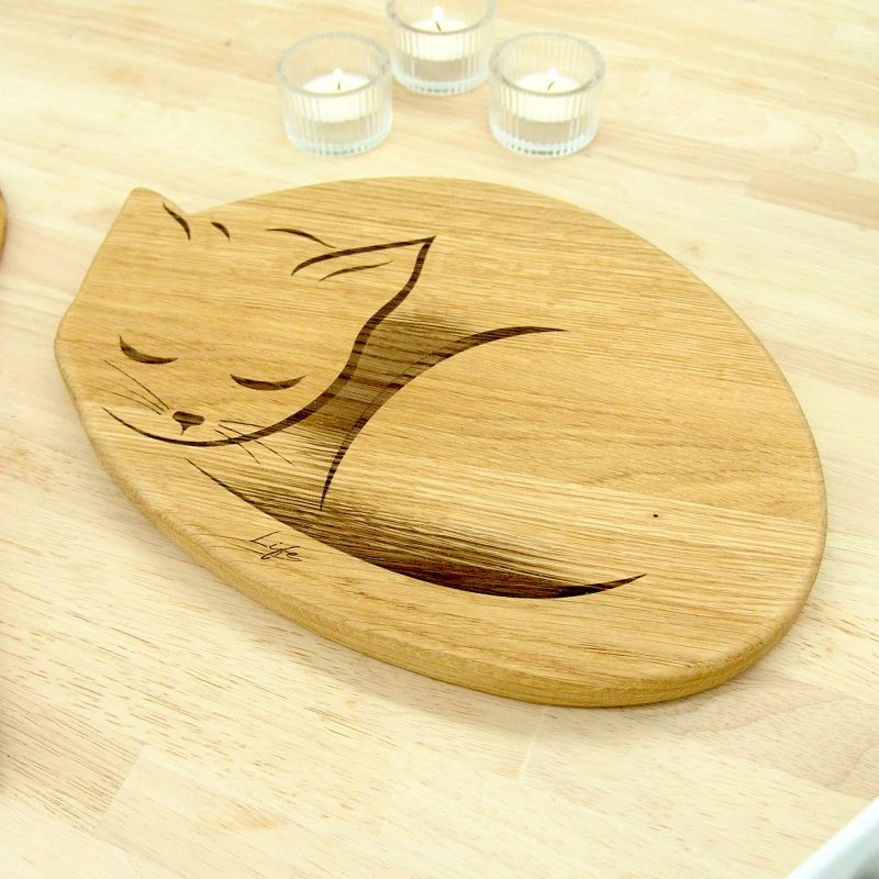 Cat Chopping Board – Cat Lover Gift, Hardwood Cutting Board