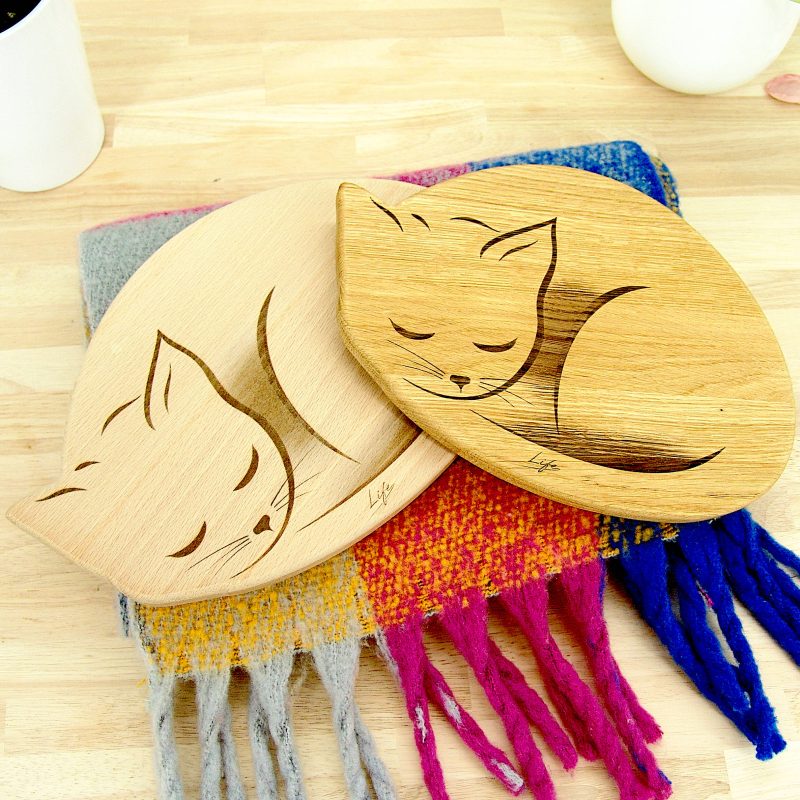 Cat Chopping Board – Cat Lover Gift, Hardwood Cutting Board