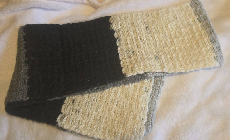 Hand Crocheted Scarf in Soft Wool and Acrylic Blend