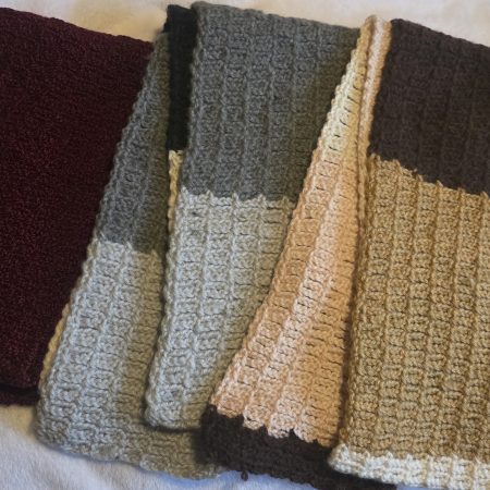 Hand Crocheted Scarf in Soft Wool and Acrylic Blend