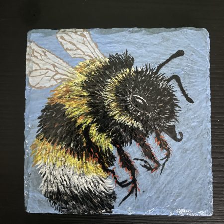 Bumblebee hand-painted slate coaster
