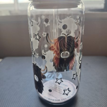 Highland cow tumbler and straw
