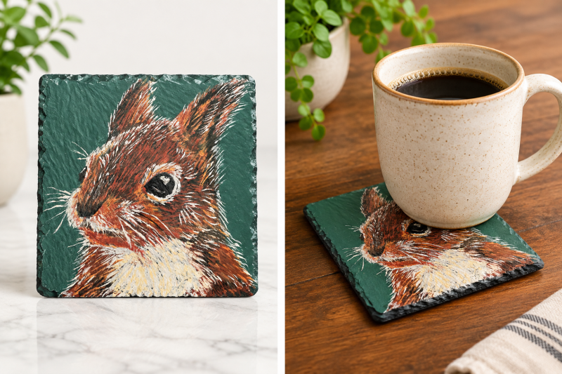 Hand painted slate coaster