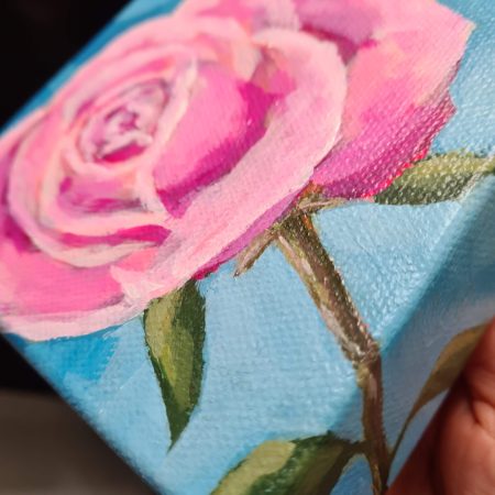Rose painting mini art original art on canvas