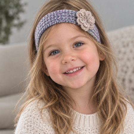Child's Handmade Chunky Knitted Headband with Flower – Pastel Shades