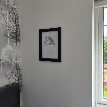 Original hand-drawn Hedgehog Portrait - Hedgehog drinking Tea