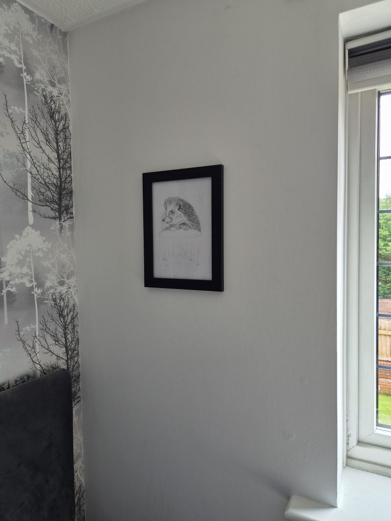 Original hand-drawn Hedgehog Portrait - Hedgehog drinking Tea