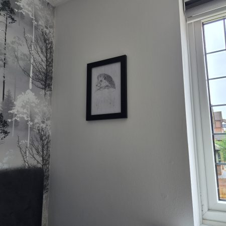 Original hand-drawn Hedgehog Portrait - Hedgehog drinking Tea
