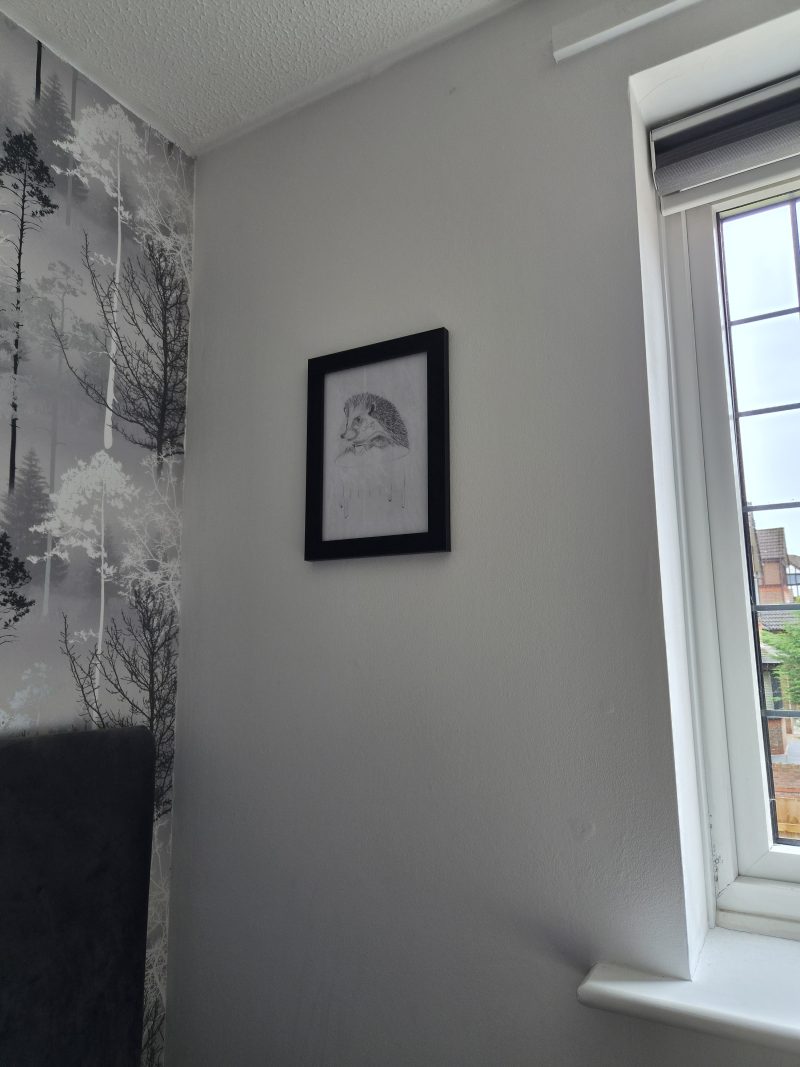 Original hand-drawn Hedgehog Portrait - Hedgehog drinking Tea