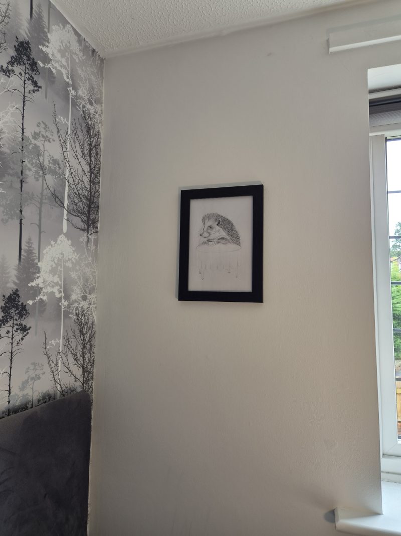 Original hand-drawn Hedgehog Portrait - Hedgehog drinking Tea