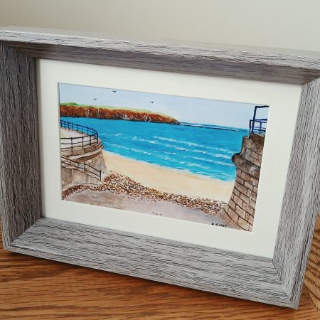 Framed Original Acrylic Painting of Crescent Hill, Filey Bay Slipway, 8x6"