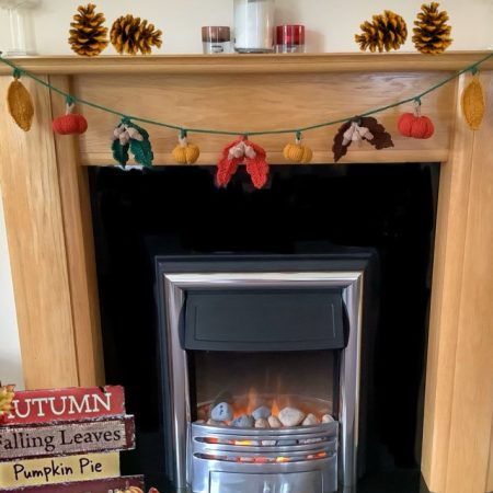 Autumnal hand knitted garland