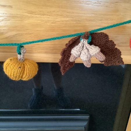 Autumnal hand knitted garland